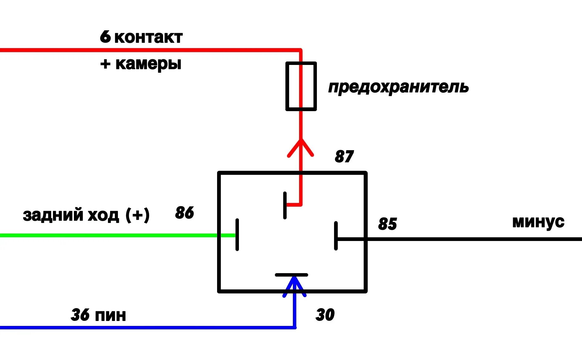 Подключение камеры через реле Штатная камера заднего вида. - Hyundai i30 (2G), 1,6 л, 2013 года электроника DR