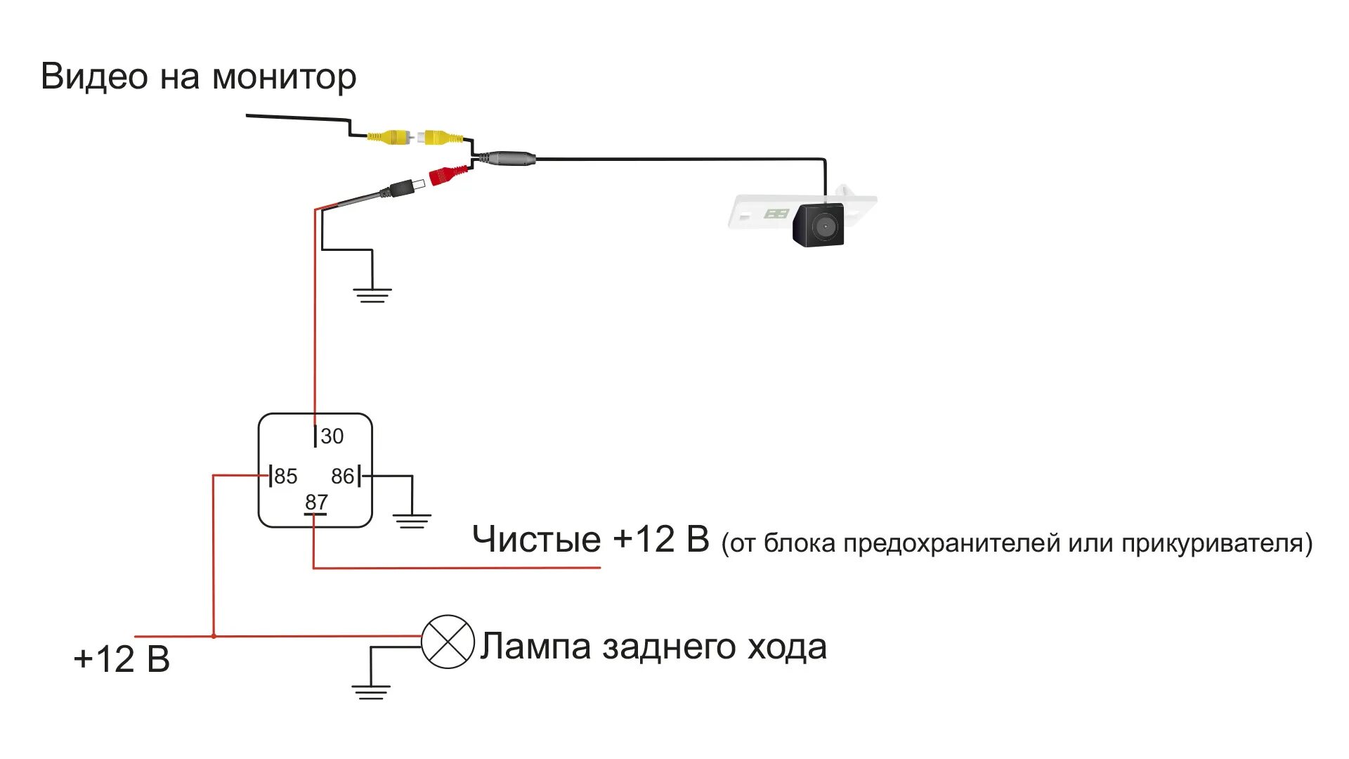 Подключение камеры через реле Схема подключения камеры через реле - Skoda Rapid (1G), 1,4 л, 2015 года электро