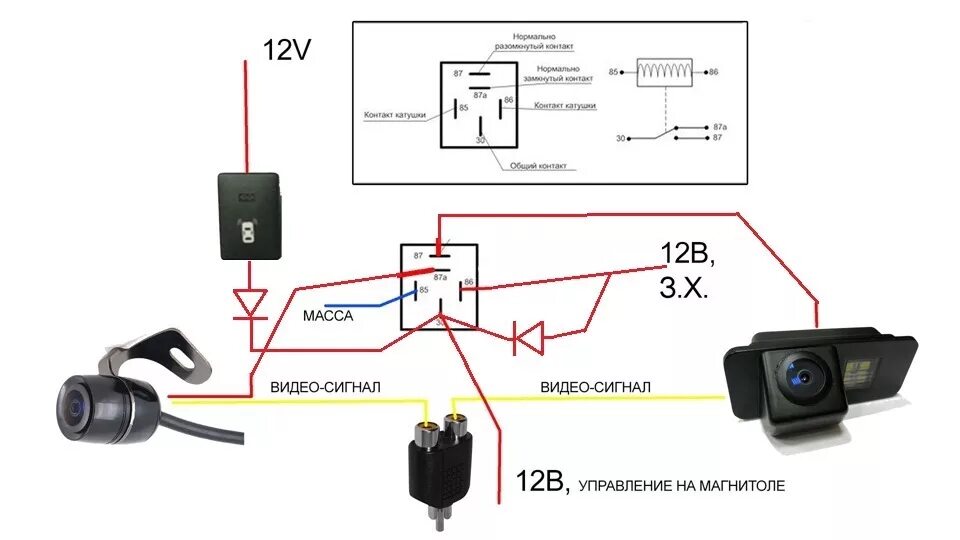 Подключение камеры через реле схема Как подключить камеру заднего вида ваз 2109 - фото - АвтоМастер Инфо