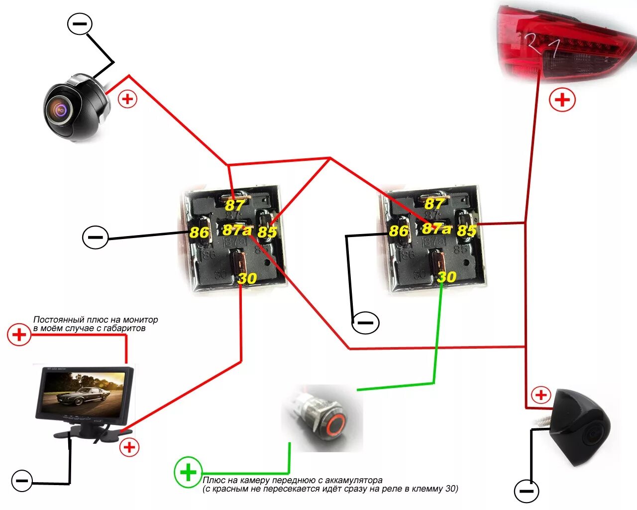 Подключение камеры через реле схема Передняя камера. Начало (подготовка) - KIA Ceed SW (2G), 1,6 л, 2013 года аксесс