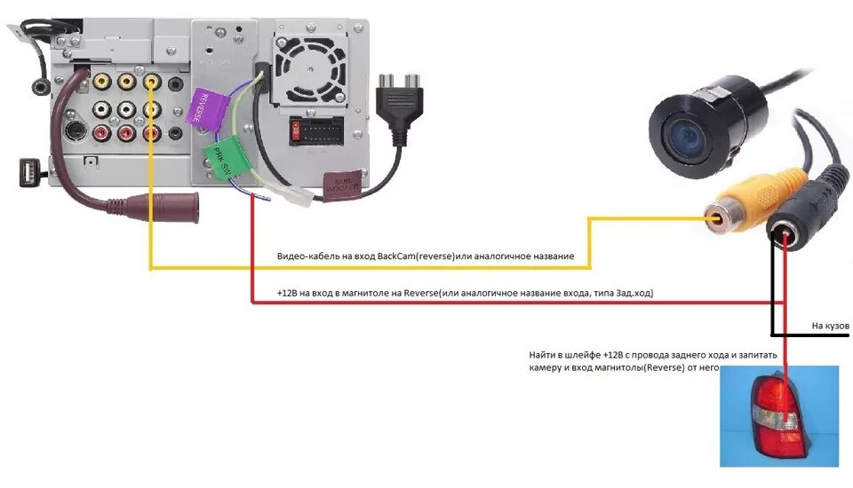 Подключение камеры к магнитоле Камера заднего вида Sky CA-UNI-5D - Lada Приора седан, 1,6 л, 2008 года аксессуа
