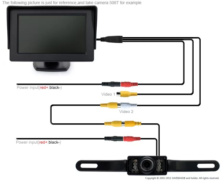 Подключение камеры к монитору Auto-vox M1w Wireless Backup Camera Kit Super Night Vision With 6 Leds EF2