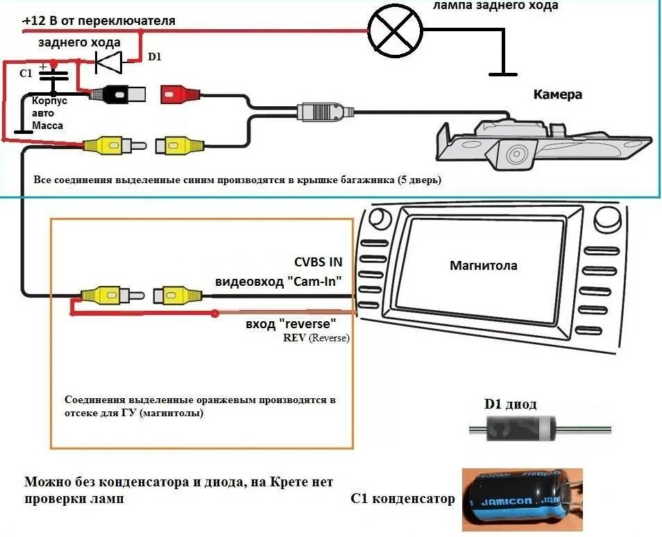 Подключение камеры навигатора Как подключить камеру заднего вида к магнитоле 2 din из китая - фото - АвтоМасте