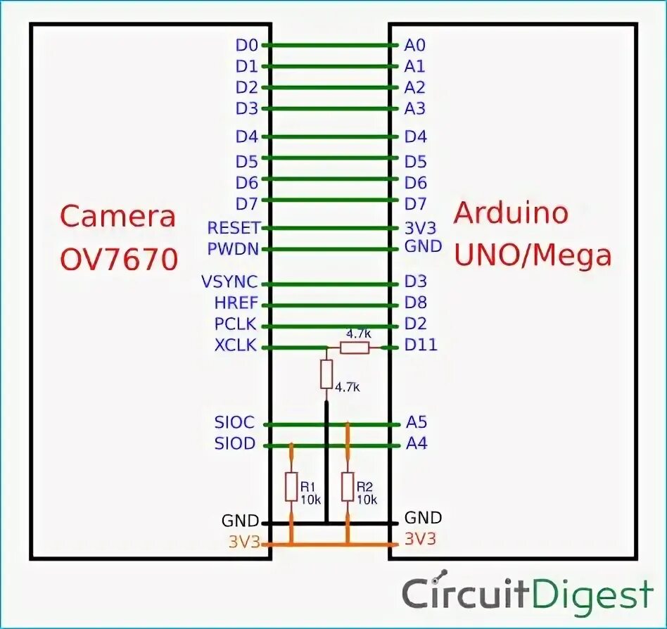 Подключение камеры ov7670 How to Use OV7670 Camera Module with Arduino Arduino, Arduino projects, Camera