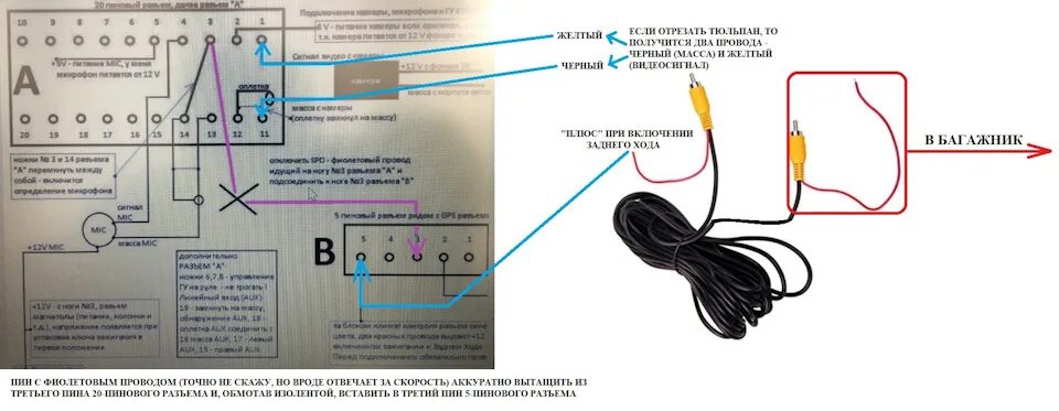 Подключение камеры распиновка Подключение камеры заднего вида к Matsushita B9018 - Toyota Camry (XV40), 2,4 л,