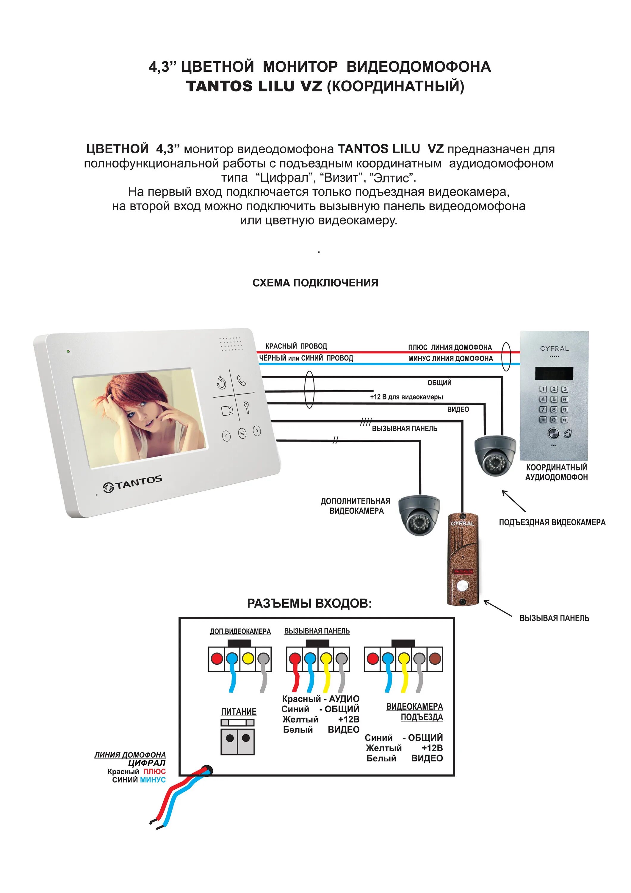 Подключение камеры tantos Видеодомофон тантос схема подключения Praim-Remont.ru