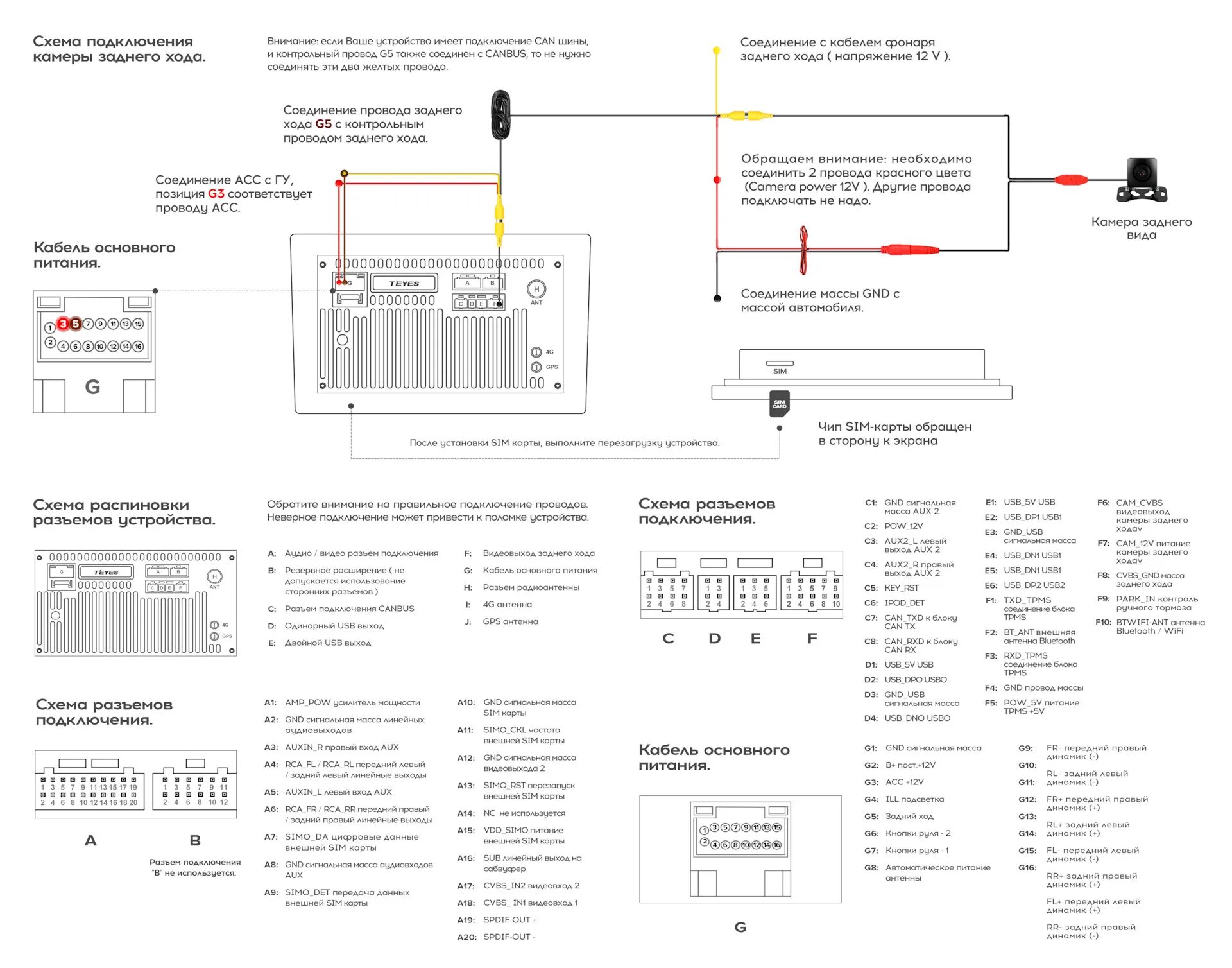 Подключение камеры teyes cc3 схема Широкоугольная камера заднего вида Teyes AHD (матрица Sony) 1080р - Toyota Carin