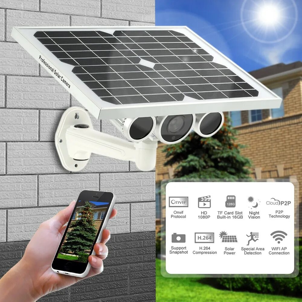 Подключение камеры видеонаблюдения с солнечной батареей Wireless HD 1080P WiFi Solar & Battery Power Bullet IP Camera