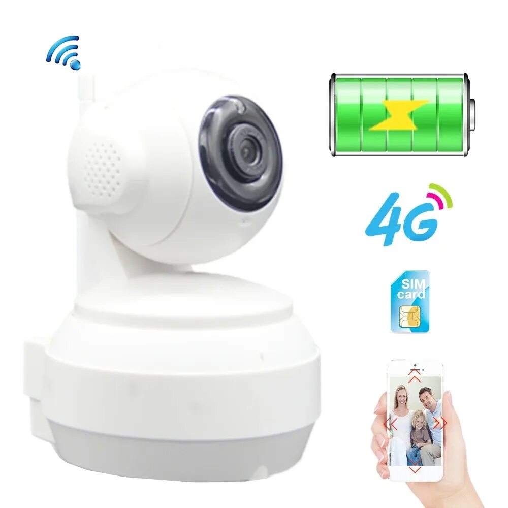 Подключение камеры видеонаблюдения сим карту 4g Sim Card 3G 4G Built in Battery IP Camera 720P 960P HD Wireless WIFI Security Ca