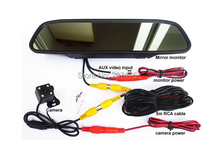 Подключение камеры видеорегистратора зеркала 4.3" HD 800*480 Car Mirror Monitor With Bracket 2 Video Input For Rearview Assis