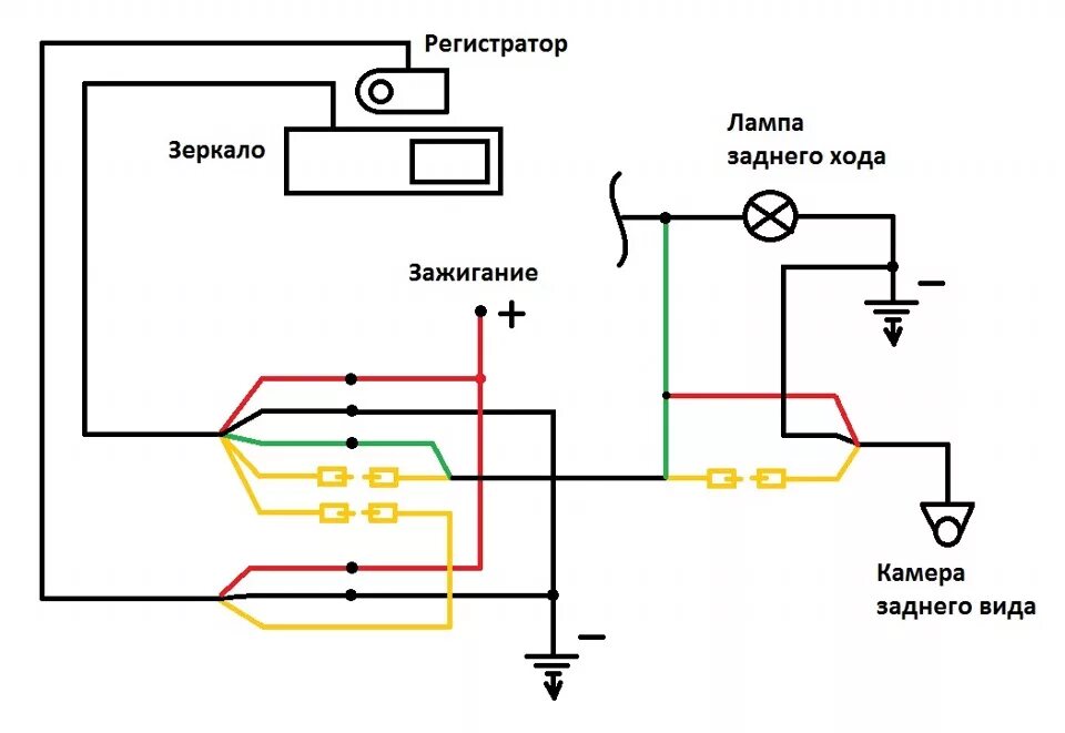 Подключение камеры видеорегистратора зеркала Видеорегистратор DVR Black Hero DR-108 (ProCam CX3) - Hyundai Accent (2G), 1,5 л