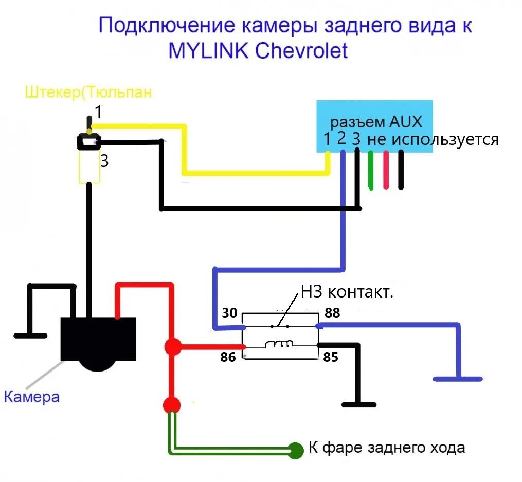 Подключение камеры заднего хода через реле 40. Установка камеры заднего хода с подключением MyLink. - Chevrolet Aveo Sedan 