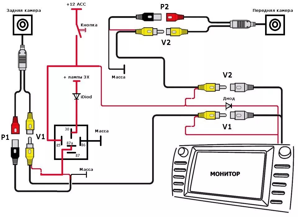 Подключение камеры заднего вида redpower 750 V55) Установка камеры переднего вида - Toyota Camry (XV50), 2,5 л, 2017 года ста