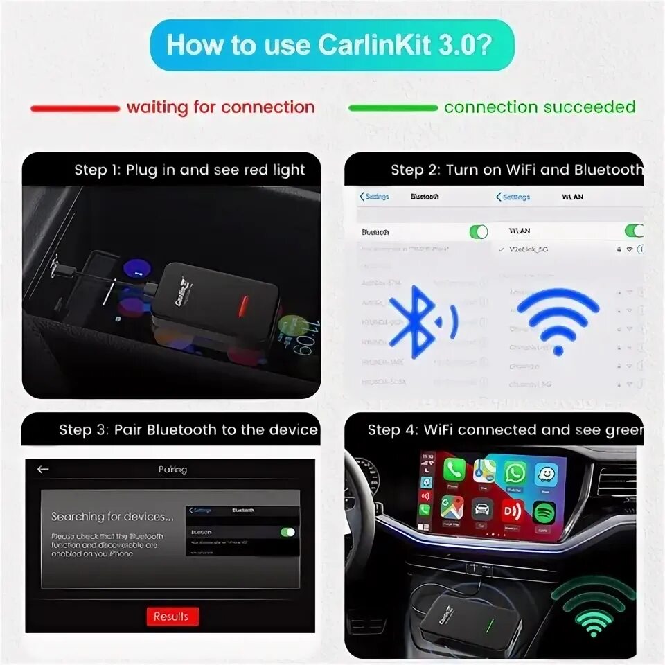 Подключение карплей без провода Carlinkit octavia - купить недорого AliExpress