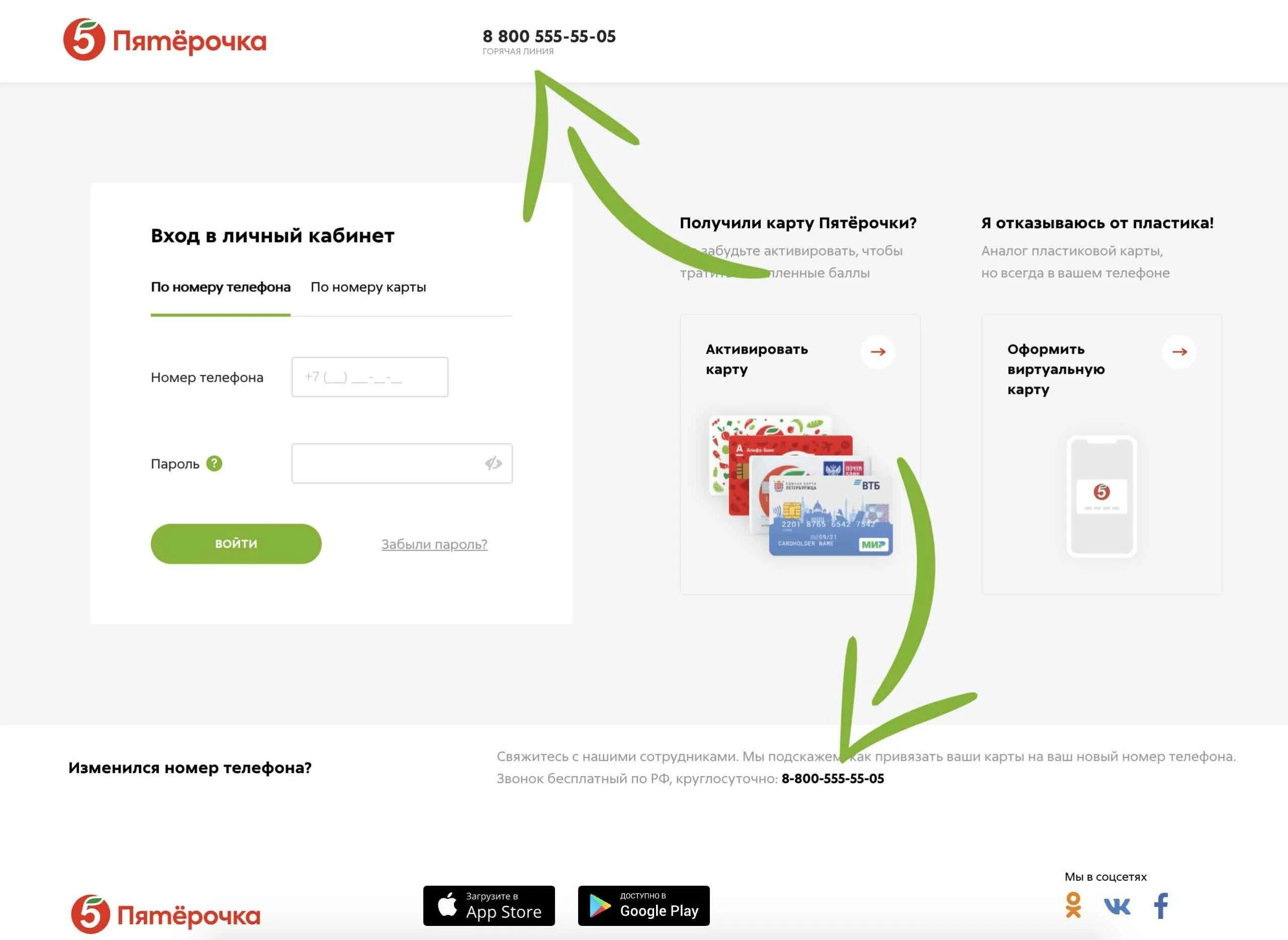 Подключение карты номеру телефона номер выручай карты пятерочка