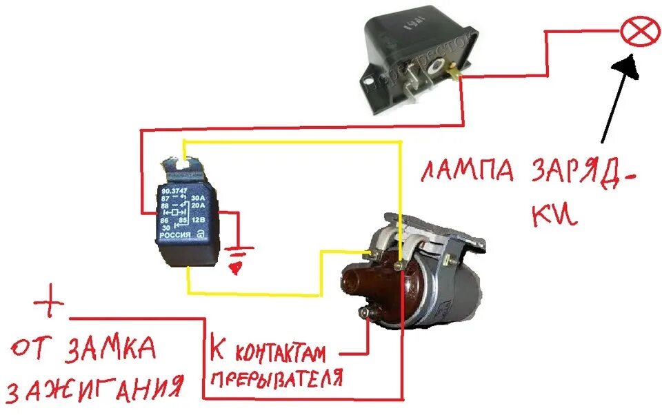 Подключение катушки зажигания через реле Памагити! Подключение генератора ВАЗ Г221а к ЗАЗ 968а - ЗАЗ 968, 1,2 л, 1978 год