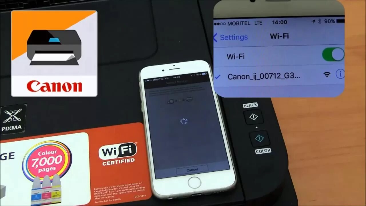 Подключение кэнон к телефону Подключение Canon Pixma G3400 к Wi-Fi роутеру - YouTube