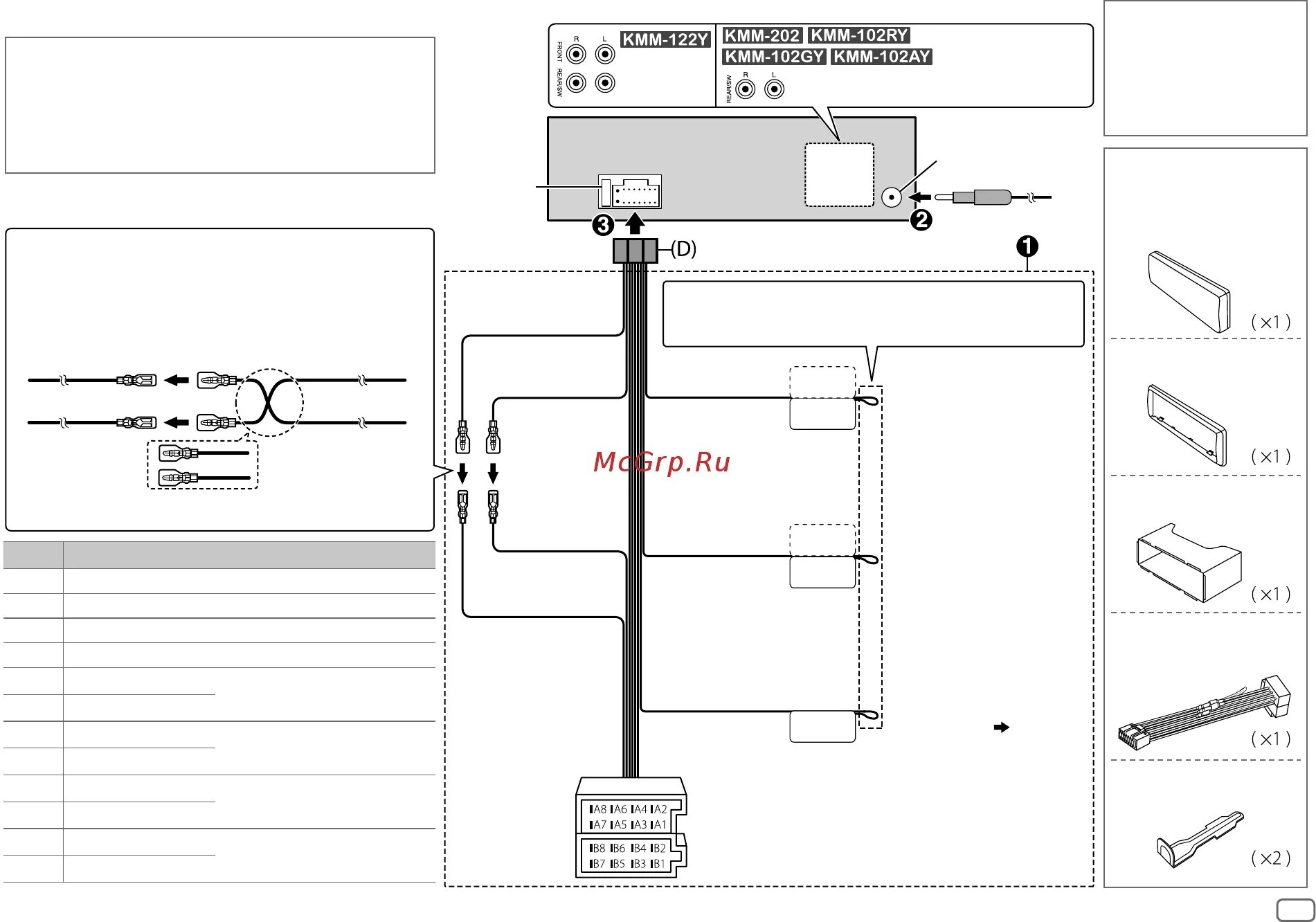 Подключение кенвуд камеры Kenwood KMM-102AY 35/36 Подключение проводов