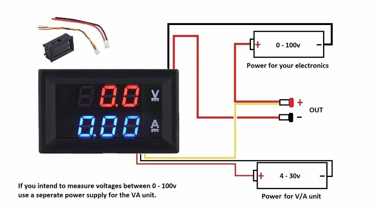 Подключение китайского амперметра к зарядному устройству VOLTOMETRO VOLTMETRO 100V 10A AMPEROMETRO DIGITALE DA PANNELLO LETTORE VOLT DC e