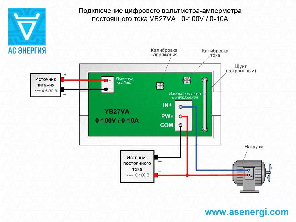 Подключение китайского ампервольтметра к зарядному устройству Цифровой вольтамперметр постоянного и переменного тока YB27VA, YB4835 - АС Энерг