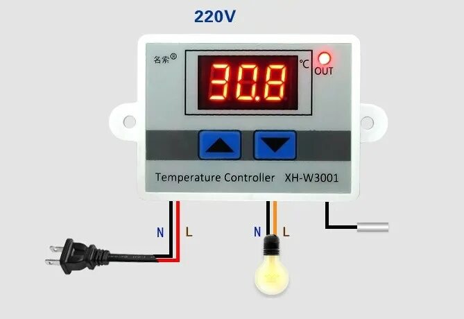 Подключение китайского датчика температуры W3001 - 1-канальный термостат с датчиком (-50+110ºС, 12В-220В, 120Вт-1500Вт)