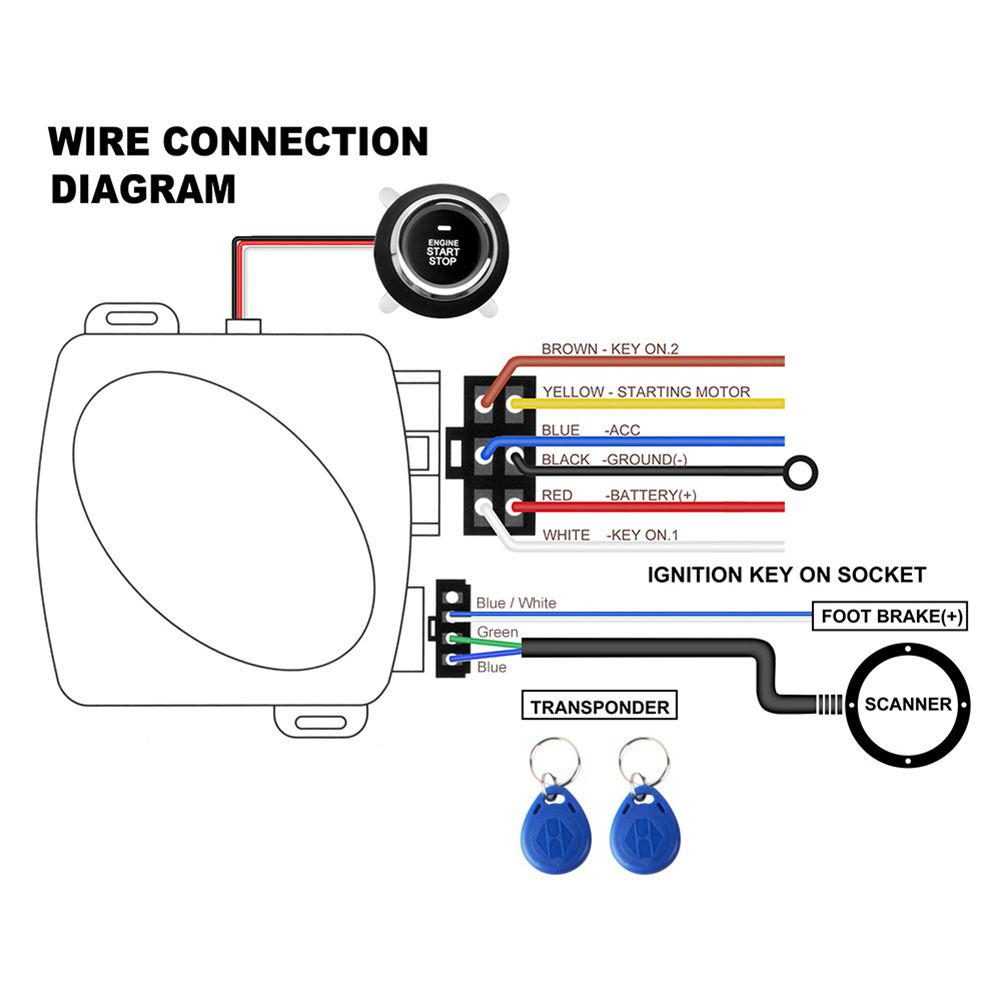 Подключение китайской кнопки Smart RFID Car Alarm System Push Enginert Stop Button Lock Ignition Immobilizer 