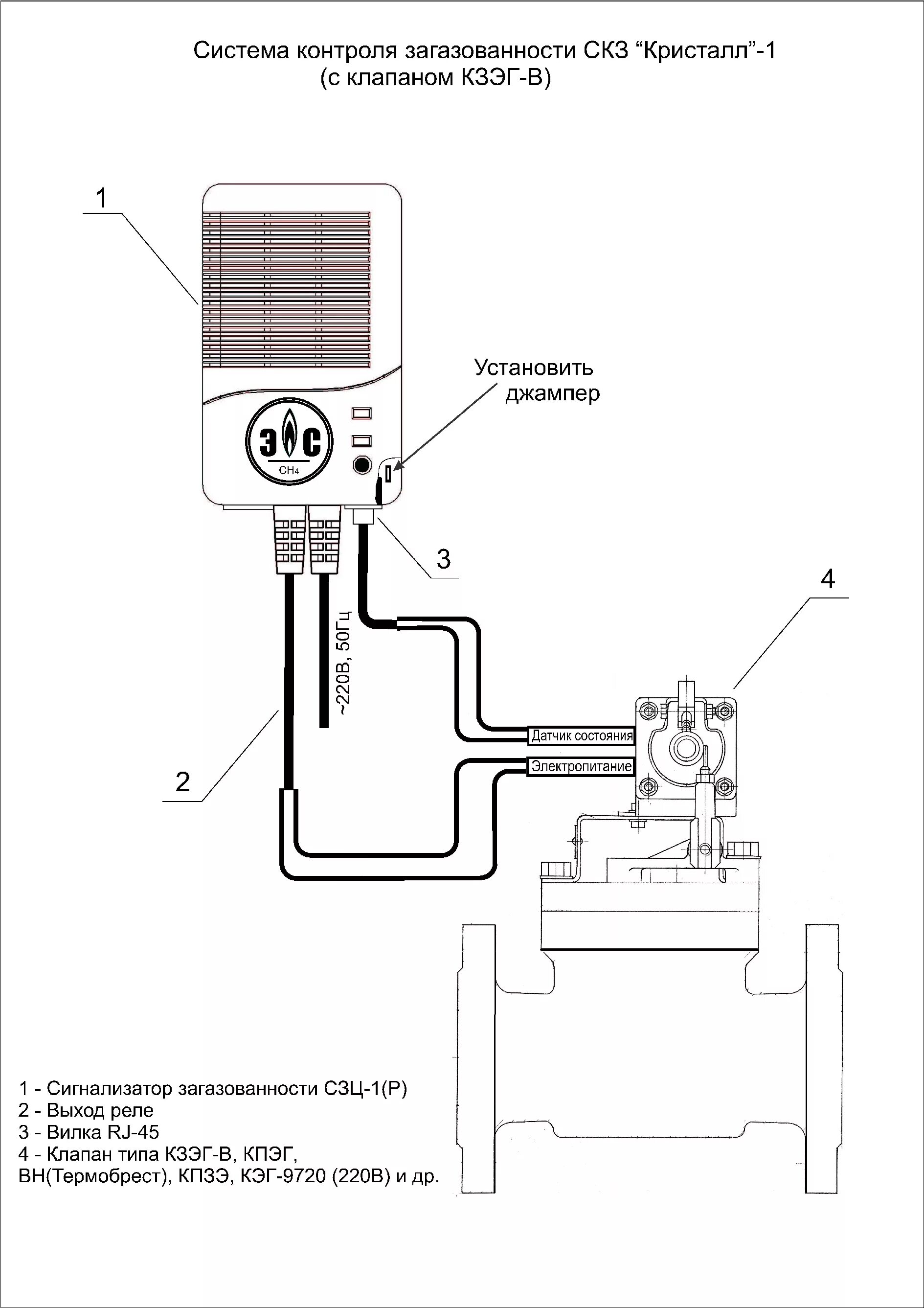 Подключение клапана к газу Сигнализаторы загазованности Кристалл СЗЦ (Р) купить в Москве, цена, характерист