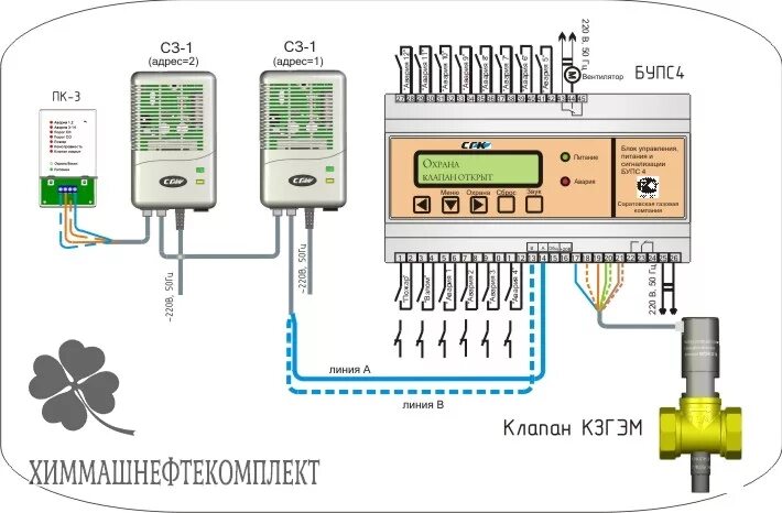 Подключение клапану сз 1 и сз 2 Система автономного контроля загазованности СГК-3 - купить по выгодной цене