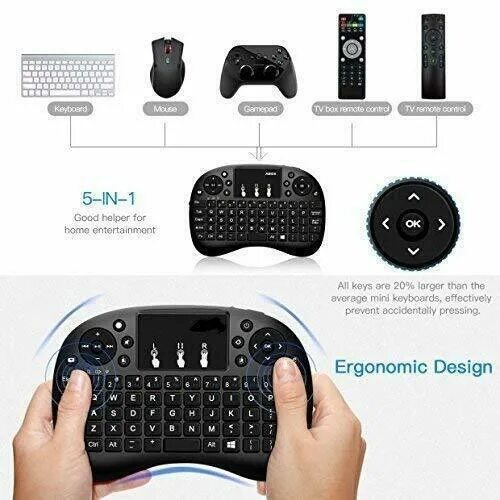 Подключение клавиатуры к телефону для игр 2.4GHz Mini Wireless Keyboard and Touchpad Mouse Android Smart TV Box Laptop PC 