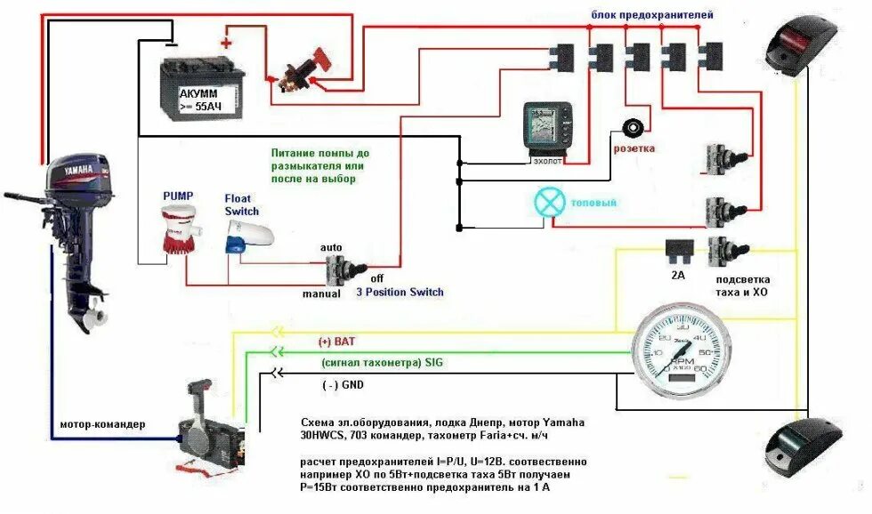 Подключение клавиш в лодке к блоку предохранителей Re: Электрическая схема на лодку -- Форум водномоторников.