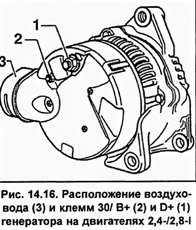 Подключение клемм генератора Checking the performance of the generator (Audi A6 C5, 1997-2004 / Electrical eq