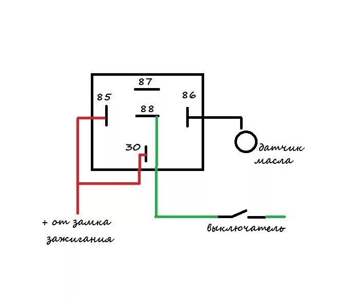 Подключение кнопки через реле 5 контактное автоматическое включение фар. - Lada 2108, 1,3 л, 1986 года тюнинг DRIVE2