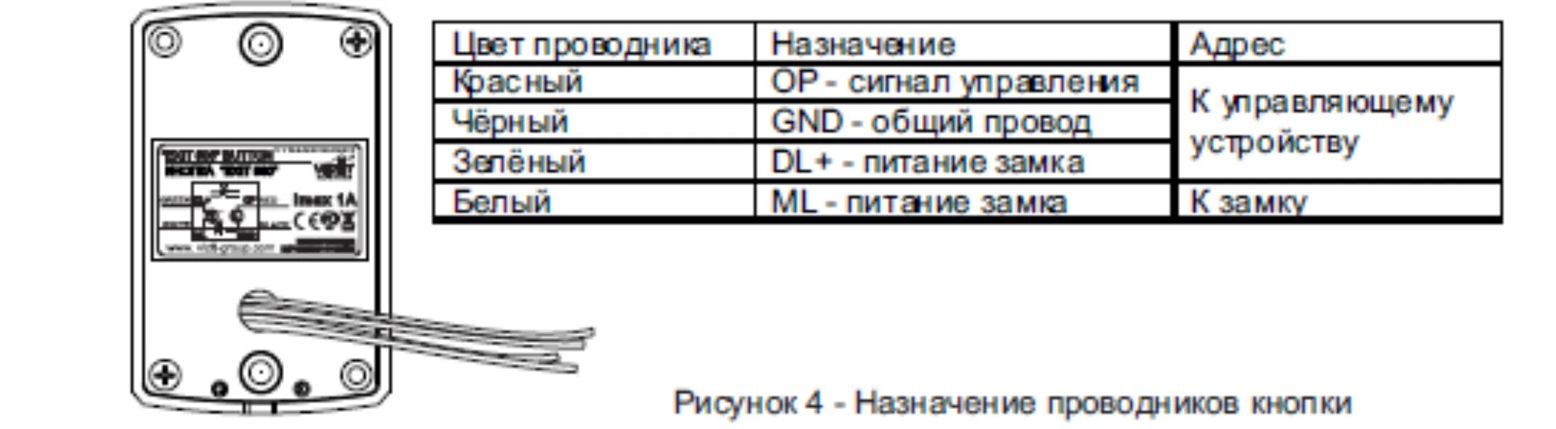 Подключение кнопки exit 500 Иснструкция Vizit Exit 500