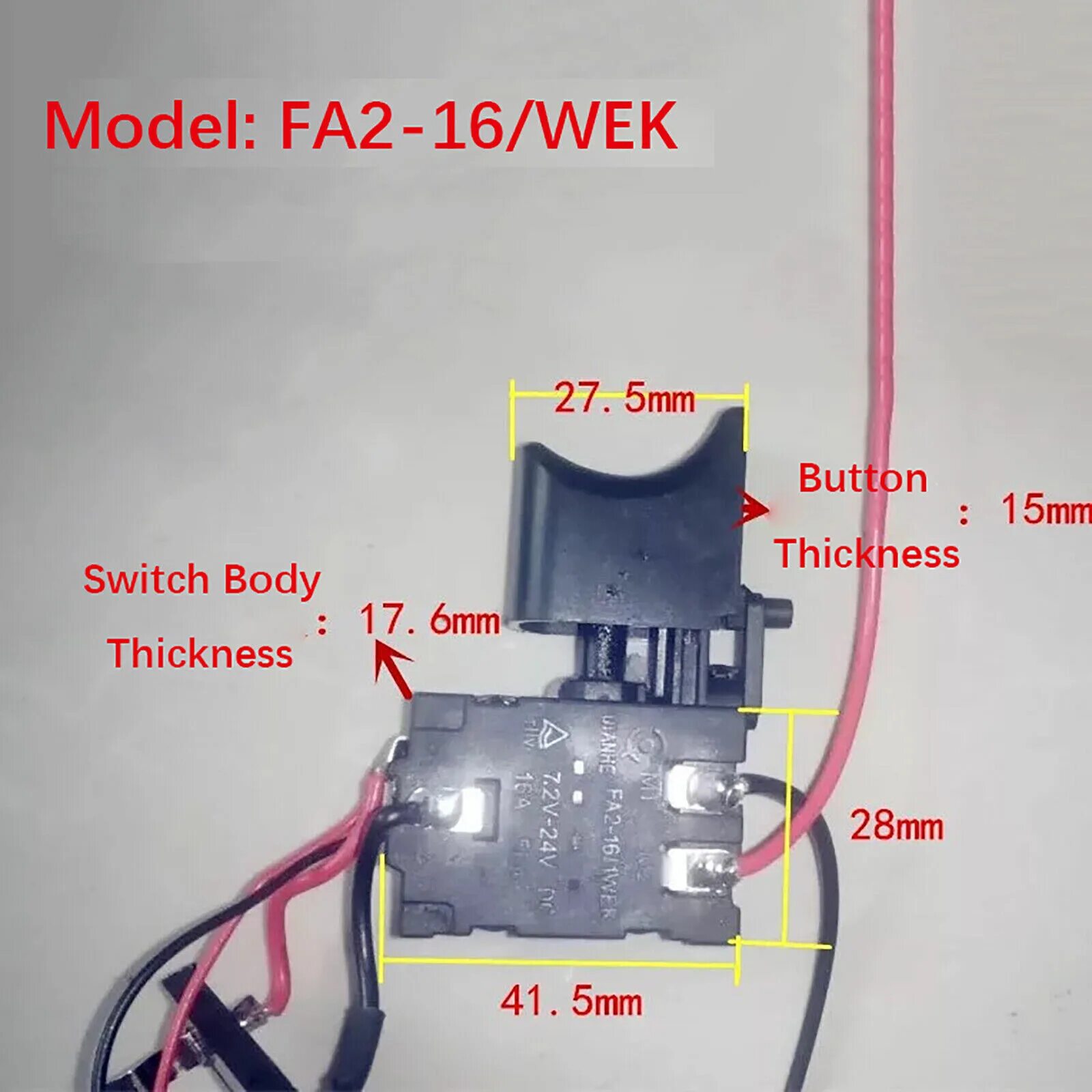 Подключение кнопки fa08a 12 lwek 5e4 7.2V-24V беспроводной переключатель бурения FA2-16/WEK электрическая дрель винт 