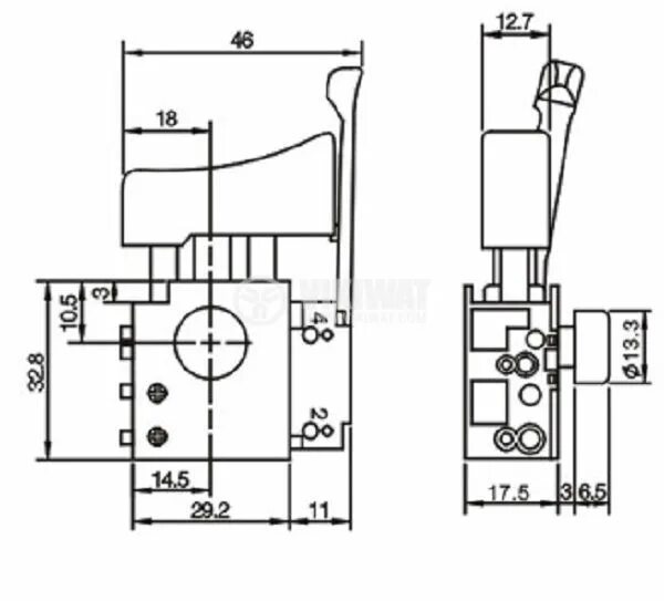 Подключение кнопки fa2 4 Circuit breaker (switch) for power hand tools with reverse and speed regulator F