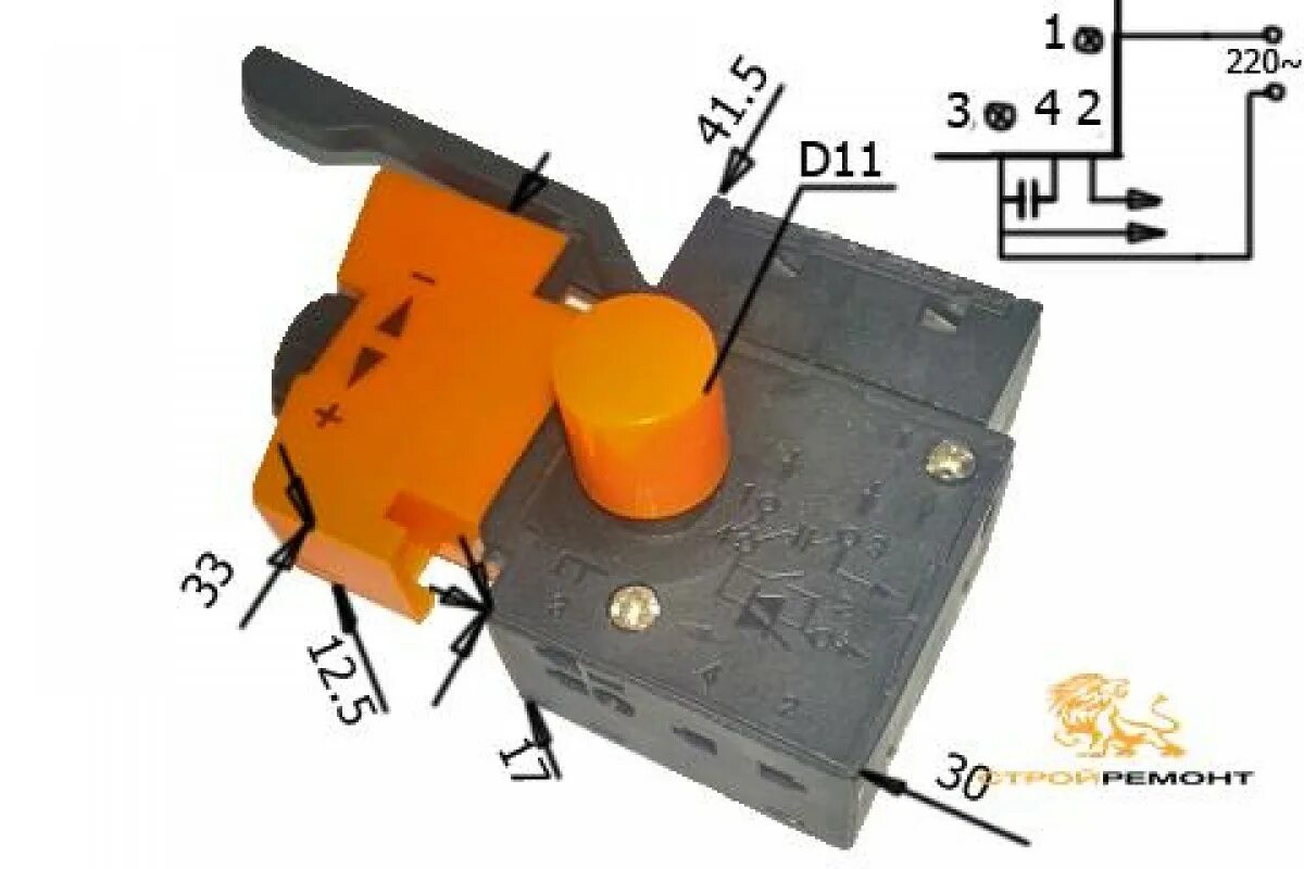 Подключение кнопки fa2 4 Выключатель (117) для дрелей мощностью до 800 Вт, курок стандарт