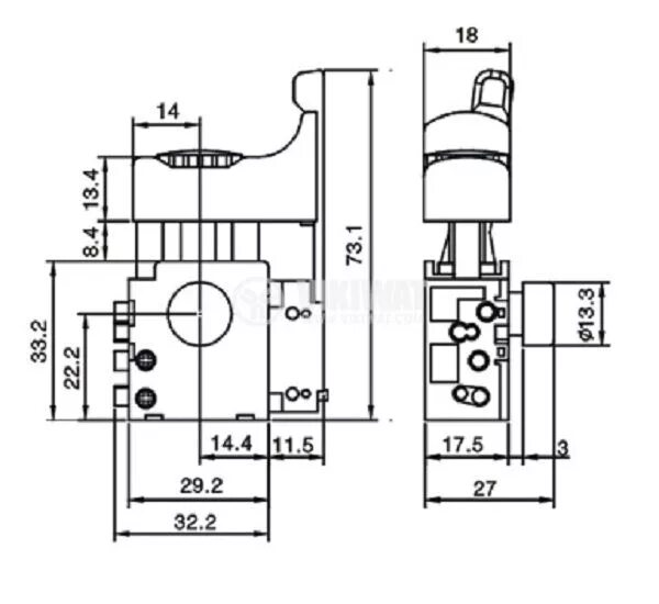 Подключение кнопки fa2 4 Circuit breaker (switch) for power hand tools with reverse and speed regulator F