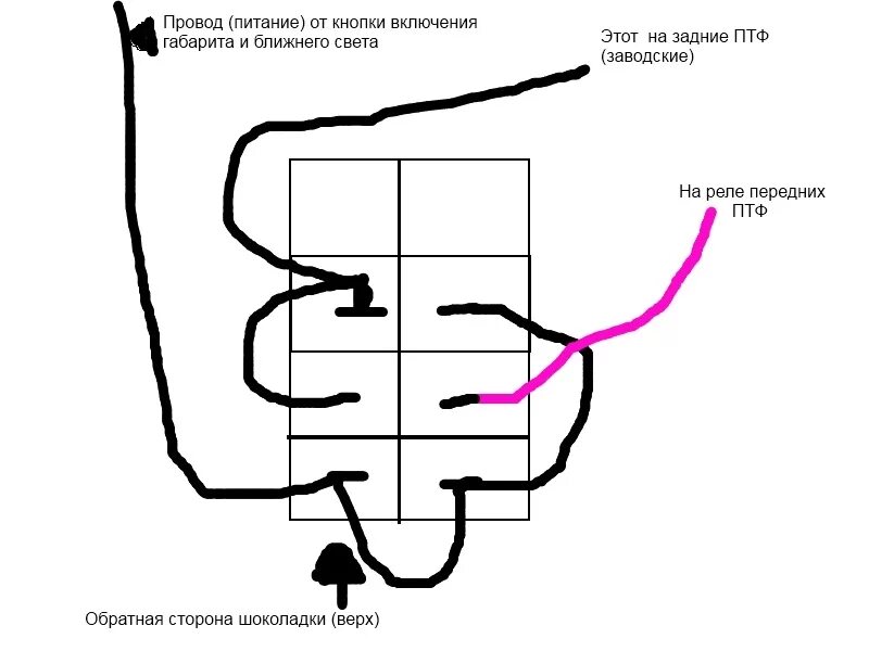 Подключение кнопки габаритов Передние ПТФ на одну кнопку с задними ПТФ - Lada 2104, 1,3 л, 1988 года своими р