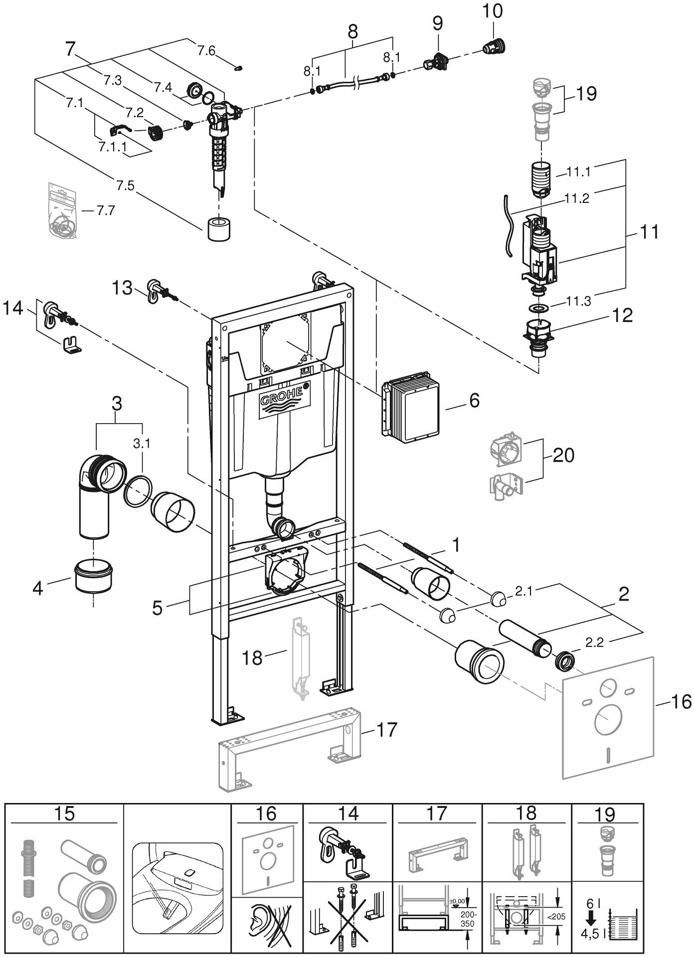 Подключение кнопки grohe Система инсталляции для унитаза GROHE Rapid SL ширина 0,5 м (1,13 м) (38719001) 