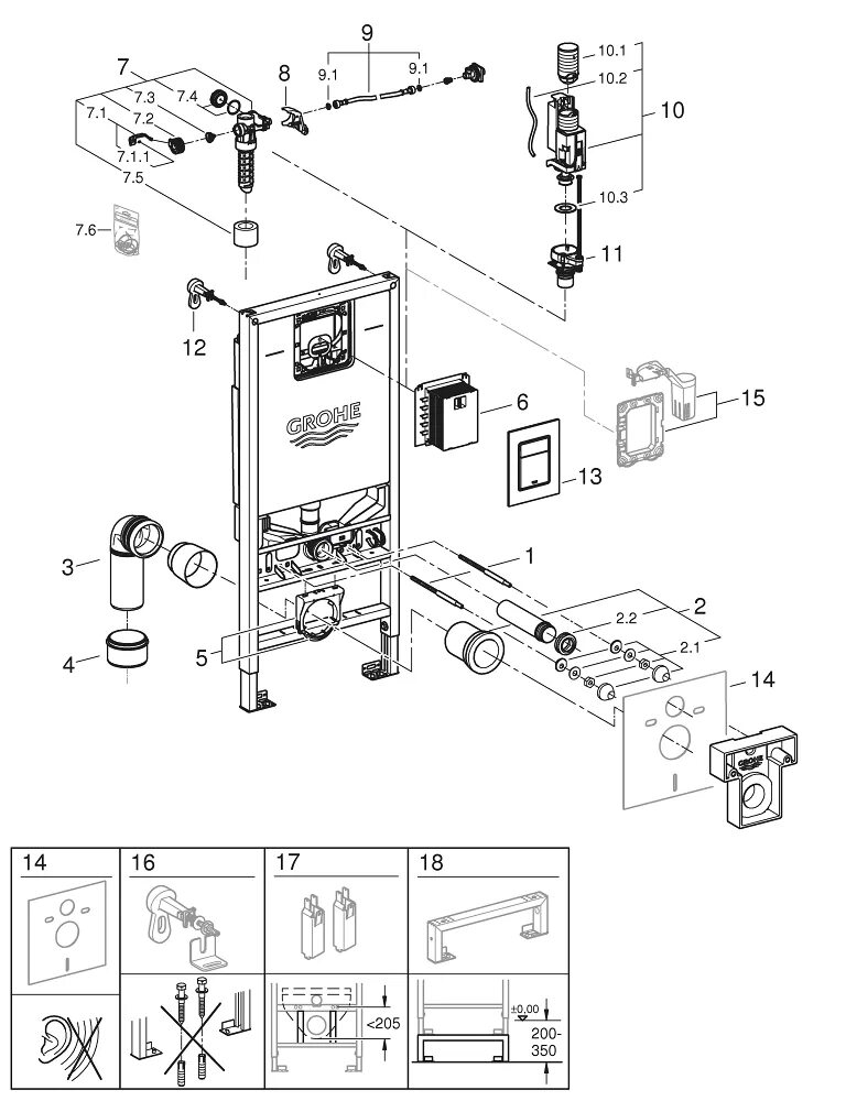 Подключение кнопки grohe Система инсталляции для подвесного унитаза GROHE Rapid SLX 39603 000 (39603000) 