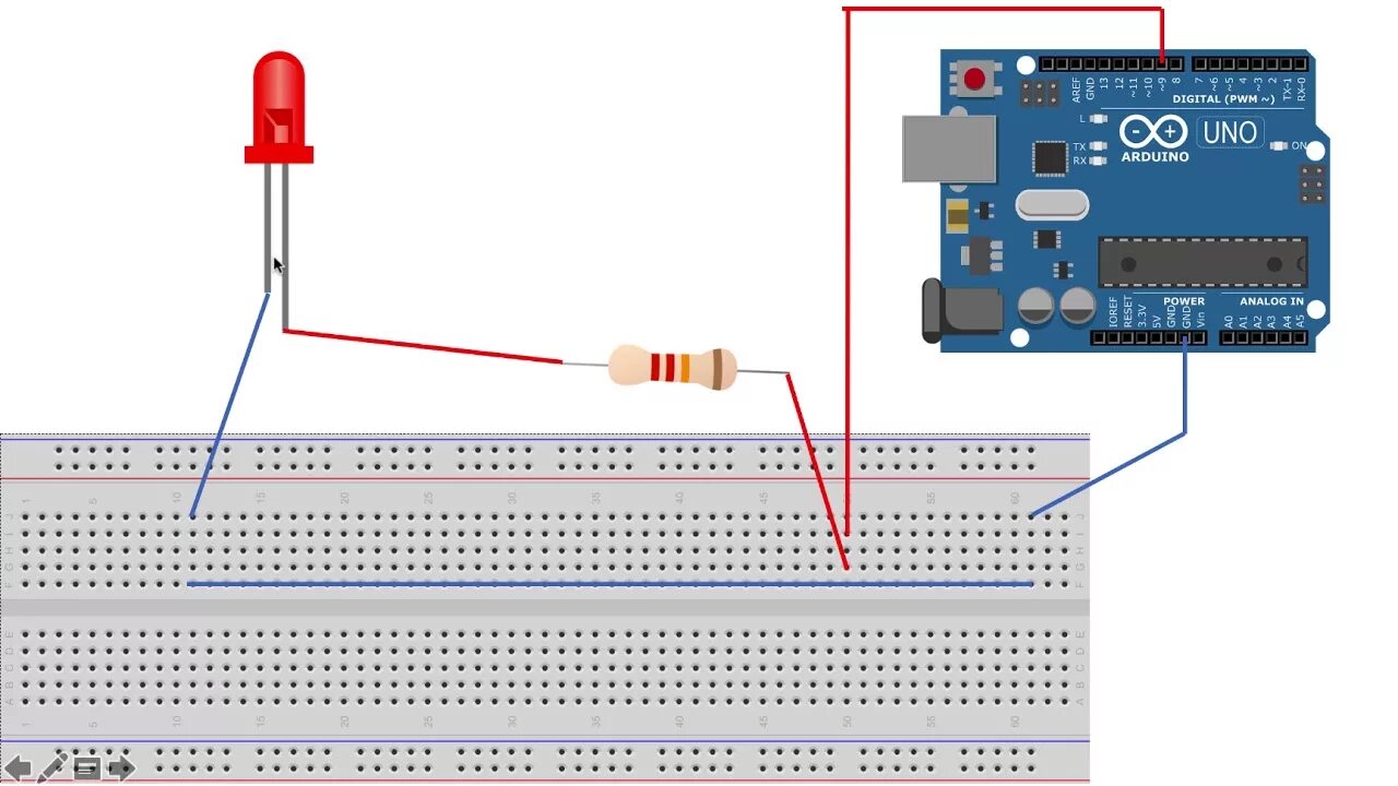 Подключение кнопки к ардуино через резистор 11 Arduino LED diode with resistor - YouTube