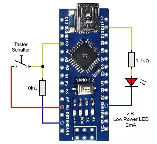 Подключение кнопки к нано Goblack-arduino Nano B3B