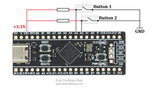 Подключение кнопки к stm32 Библиотека Button для обработки нажатий кнопок на STM32. KY-004.