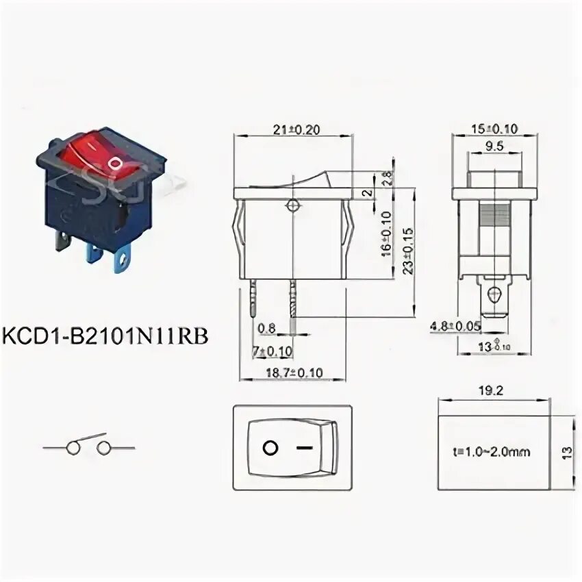 Подключение кнопки kcd2 Переключатель KCD1-B2 (KCD1-B2101C11RK) 12V (маркировка KCD7) 6A