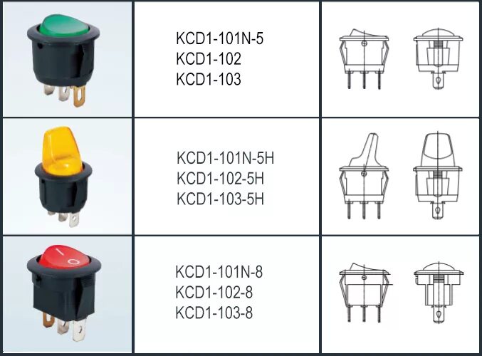 Подключение кнопки kcd2 Переключатель KCD1-101EN-8-R/3P on-off ЭлектроПром