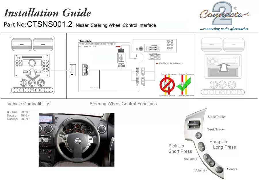 Подключение кнопки nissan Адаптер рулевого управления Connects2 CTSNS001.2