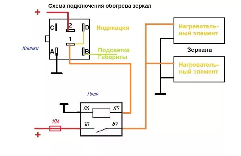 Подключение кнопки обогрева зеркал Обогрев зеркал кнопка ваз