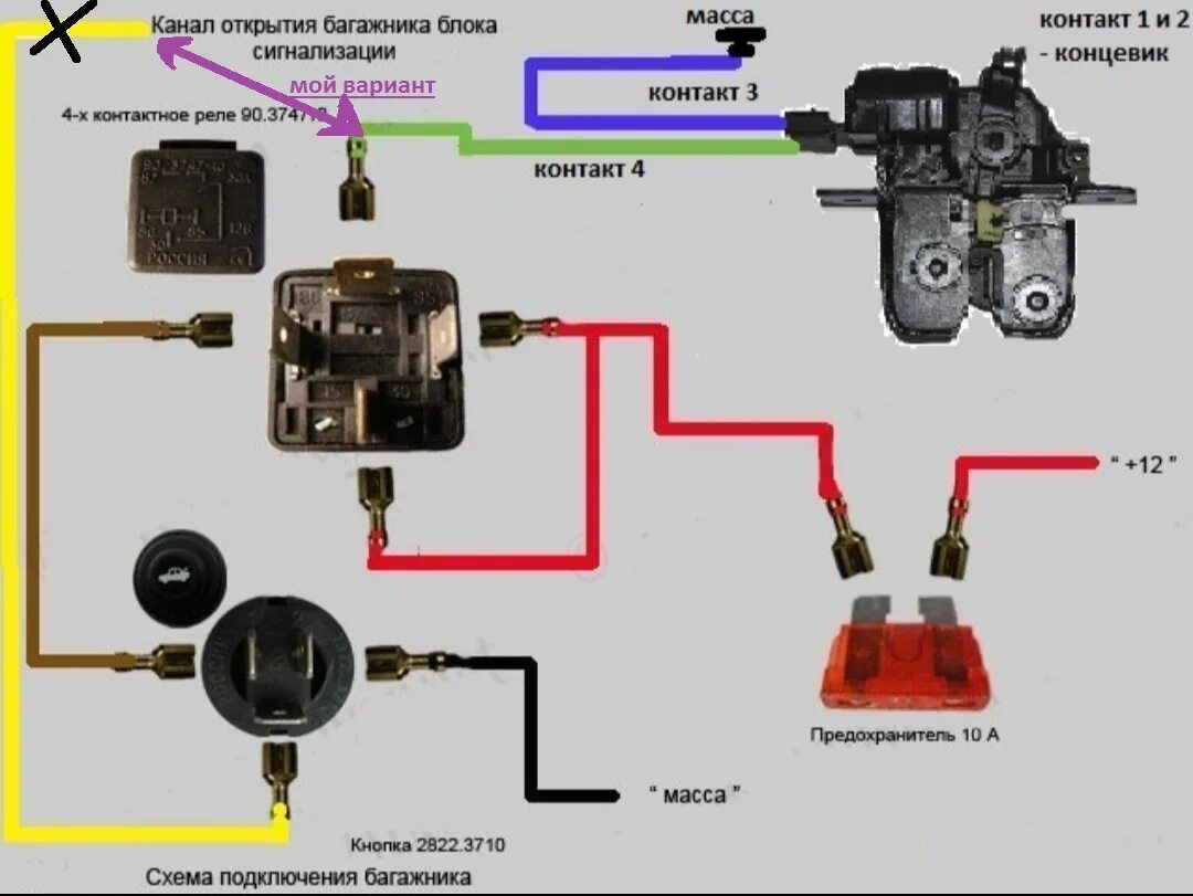 Подключение кнопки открывания багажника лада гранта Замок с электроприводом от гранты на багажник - Lada 2113, 1,6 л, 2007 года тюни