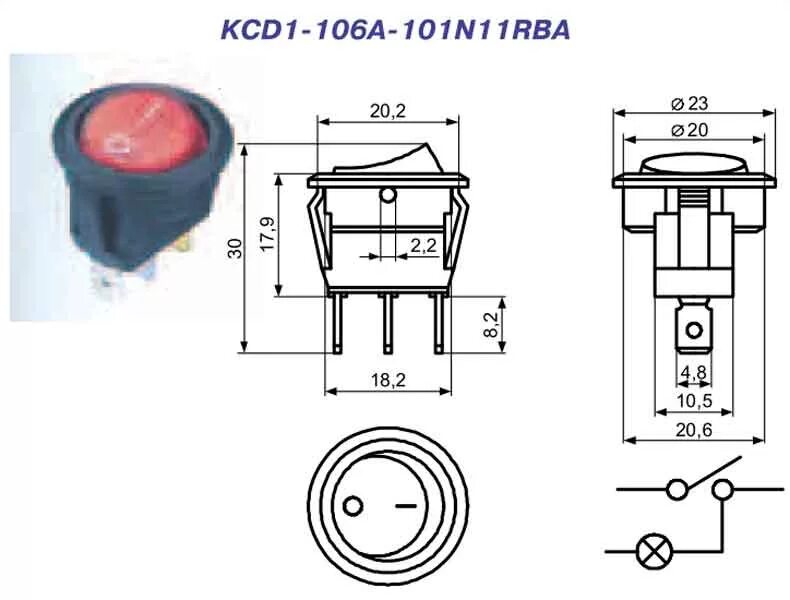 Подключение кнопки переключателя Переключатель клавишный KCD1-106A-101N11RBA 6А 250В - яАрхив в Хабаровске