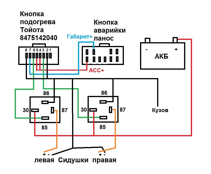 Подключение кнопки подогрева подключение подогрева сидений - успех! - Daewoo Lanos, 2 л, 2000 года тюнинг DRI